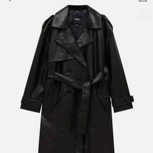 Faux leather trench coat
